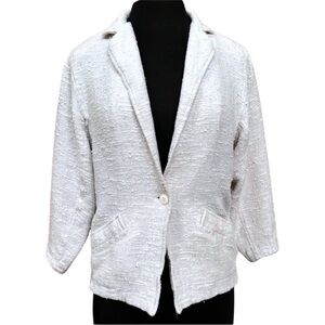 Vintage 1960s Carson Pirie Scott Ivory Boucle‎ Tweed Single Button Blazer Size S